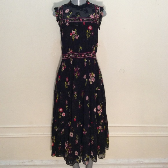 Kate Spade In Bloom Floral Chiffon Midi Dress - Picture 2 of 4